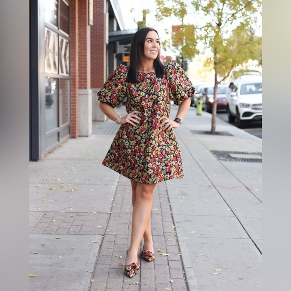 Ganni 3D Jacquard Dress in Meadow Black EU 36/US 4 - Picture 4 of 16